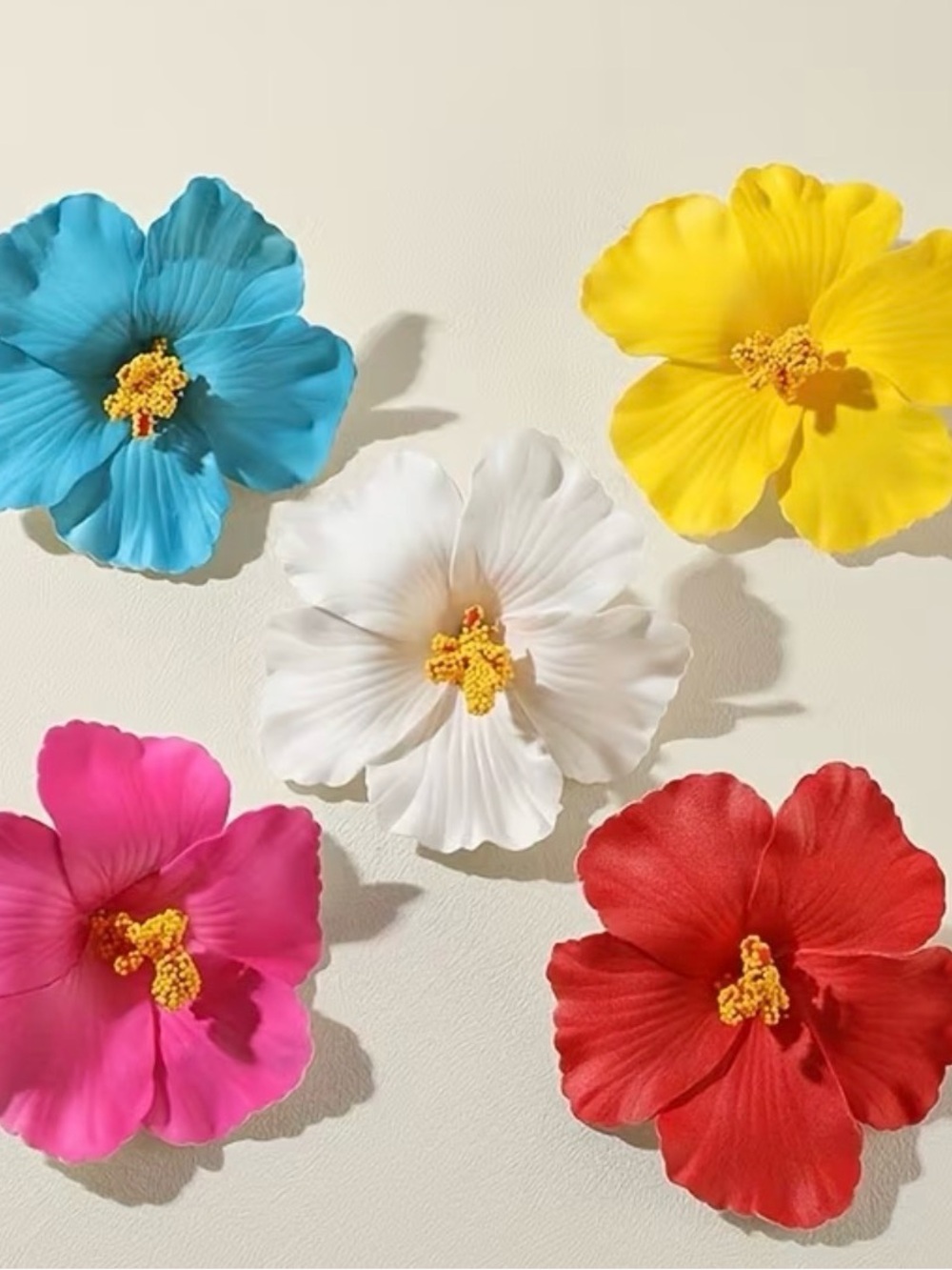 Colorful Hibiscus Wall Flowers - White, Blue, Yellow, Pink, Red